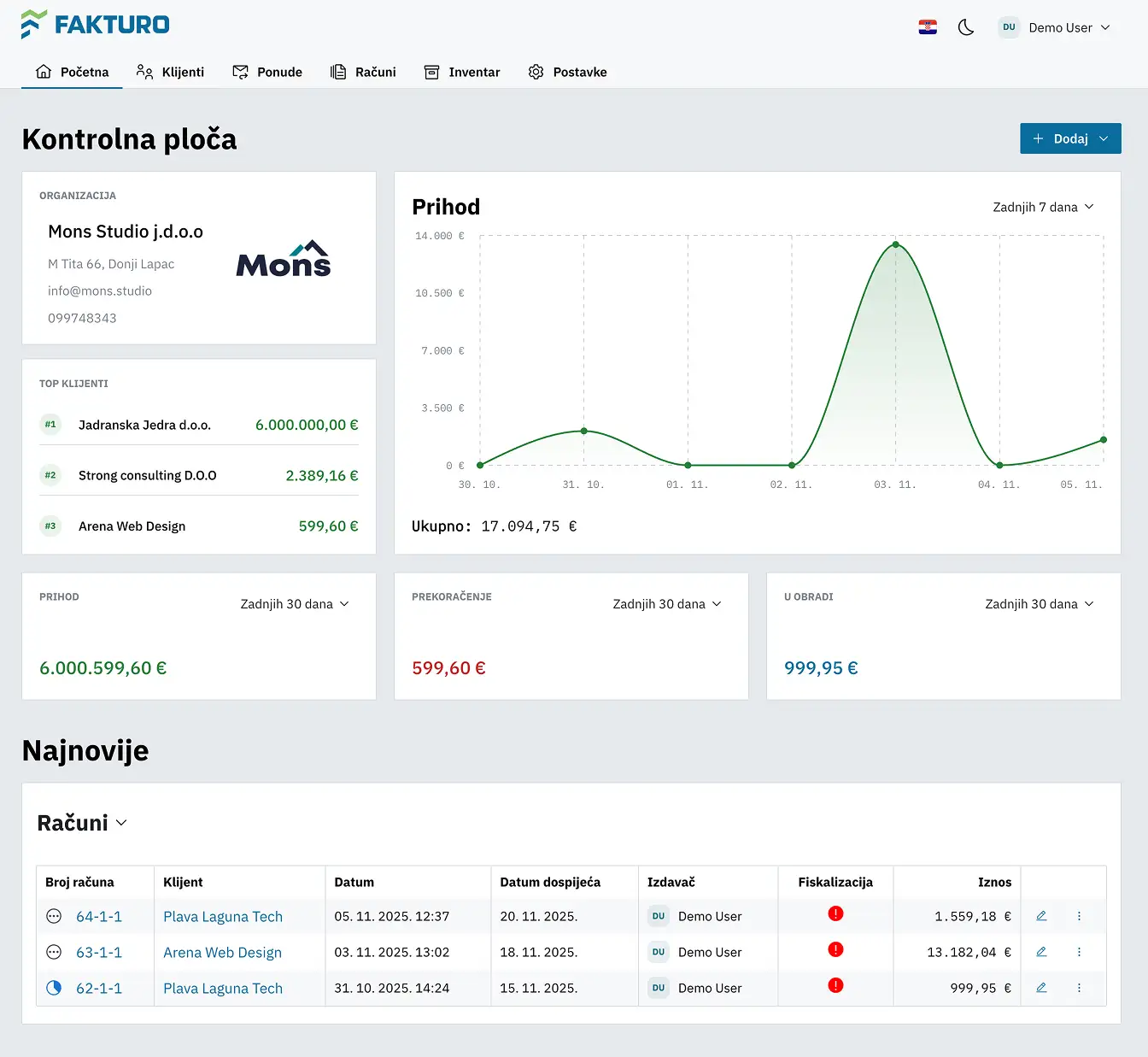 Fakturo Dashboard